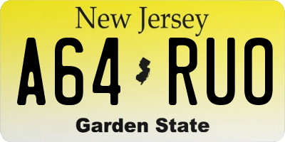 NJ license plate A64RUO
