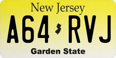 NJ license plate A64RVJ