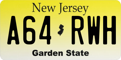 NJ license plate A64RWH