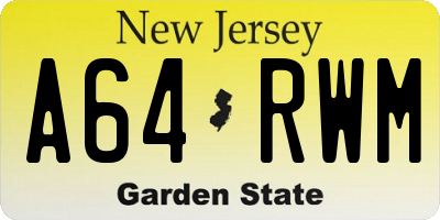NJ license plate A64RWM