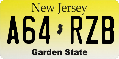 NJ license plate A64RZB