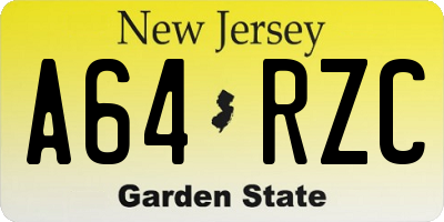 NJ license plate A64RZC
