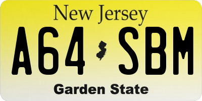 NJ license plate A64SBM