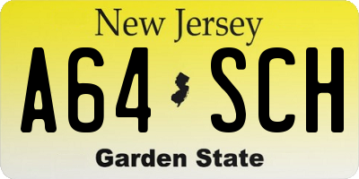 NJ license plate A64SCH