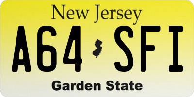 NJ license plate A64SFI
