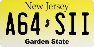 NJ license plate A64SII