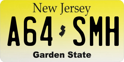 NJ license plate A64SMH