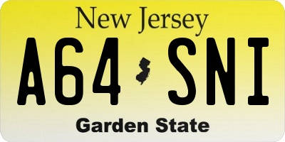 NJ license plate A64SNI