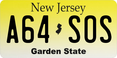 NJ license plate A64SOS