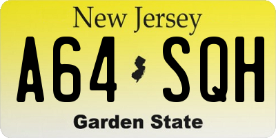 NJ license plate A64SQH