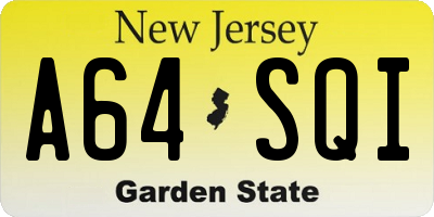 NJ license plate A64SQI