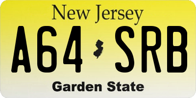 NJ license plate A64SRB