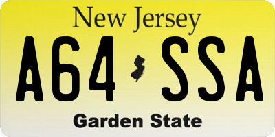 NJ license plate A64SSA
