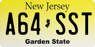 NJ license plate A64SST