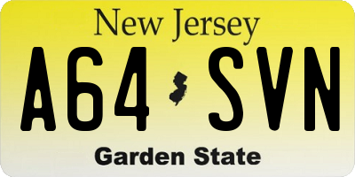 NJ license plate A64SVN