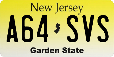 NJ license plate A64SVS