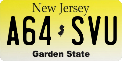 NJ license plate A64SVU
