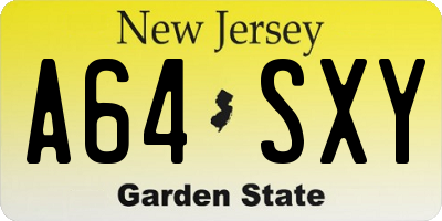 NJ license plate A64SXY