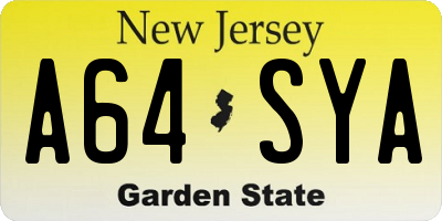NJ license plate A64SYA
