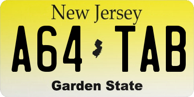 NJ license plate A64TAB