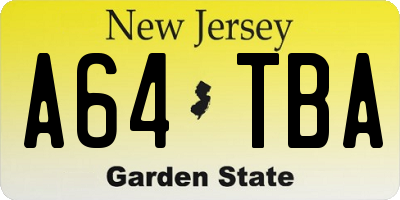 NJ license plate A64TBA