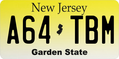 NJ license plate A64TBM