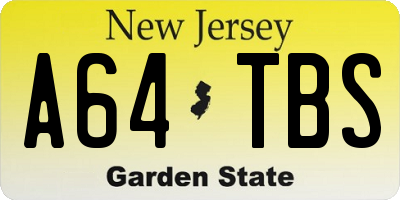 NJ license plate A64TBS