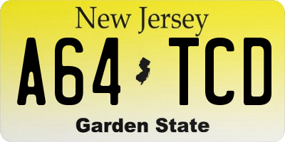 NJ license plate A64TCD