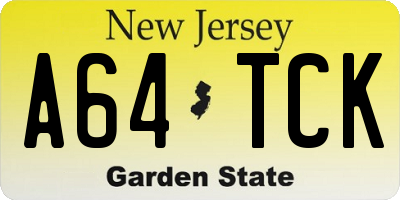 NJ license plate A64TCK