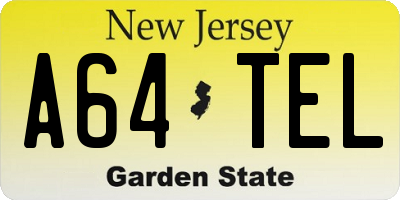 NJ license plate A64TEL