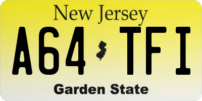 NJ license plate A64TFI