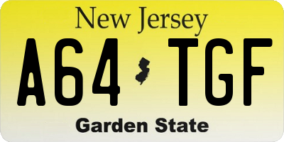 NJ license plate A64TGF