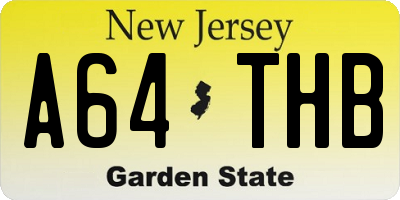 NJ license plate A64THB