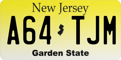 NJ license plate A64TJM