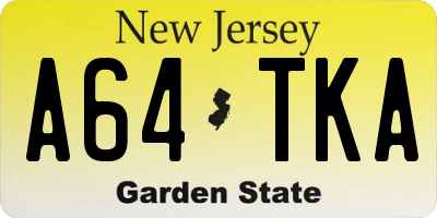 NJ license plate A64TKA