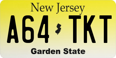NJ license plate A64TKT