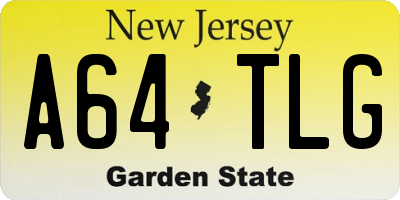 NJ license plate A64TLG