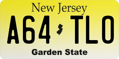 NJ license plate A64TLO