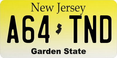NJ license plate A64TND