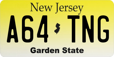NJ license plate A64TNG