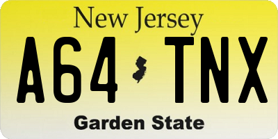 NJ license plate A64TNX