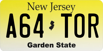 NJ license plate A64TOR