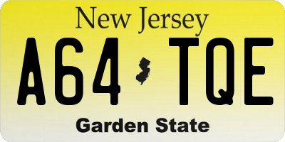 NJ license plate A64TQE