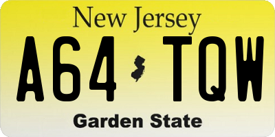 NJ license plate A64TQW