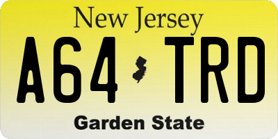 NJ license plate A64TRD