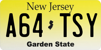 NJ license plate A64TSY