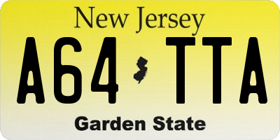NJ license plate A64TTA