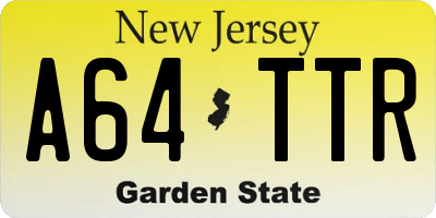 NJ license plate A64TTR