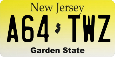 NJ license plate A64TWZ
