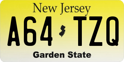 NJ license plate A64TZQ